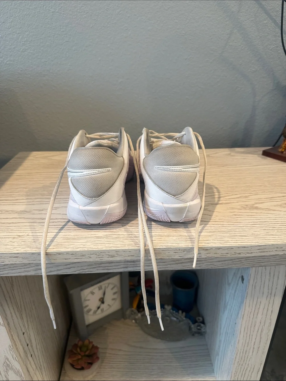 Nike Kids White Sneakers with Light Pink Accents